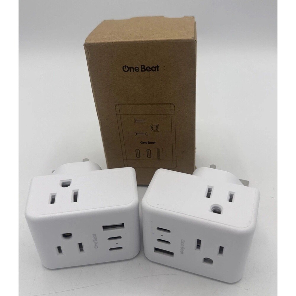 One Beat Wall Outlet Extender Surge Protected w 12 AC Outlets 2 USB 1 USBC